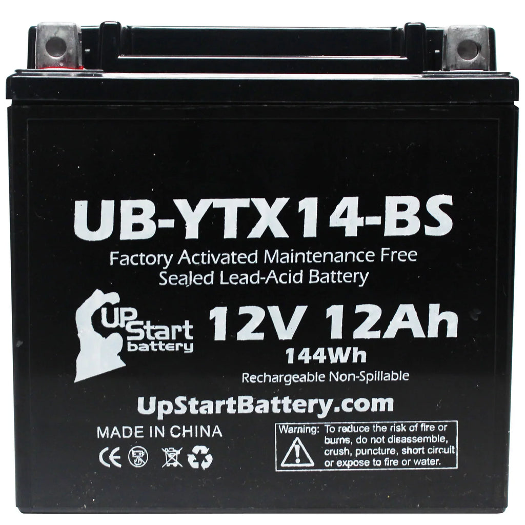 Factory UpStart Replacement 2-Pack Battery - 2010 F800ST, 12AH, 800 UB-YTX14-BS Battery Free, Activated, Motorcycle GS Maintenance 12V, CC