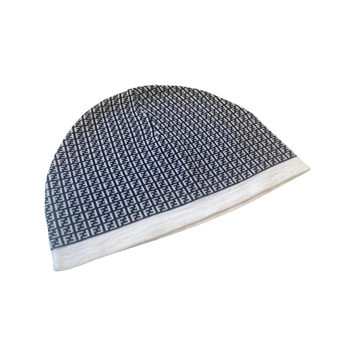 Fendi Wool Knitted Beanie and Nero Print FF FXQ056 Bianco