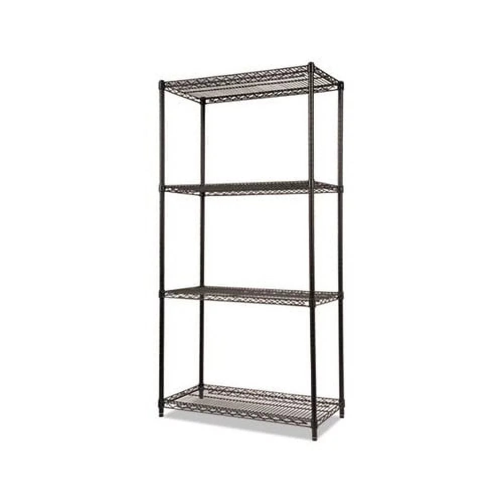 Certified x Shelving Wire 72h, 36w Industrial 18d x Black NSF Kit 4-Shelf