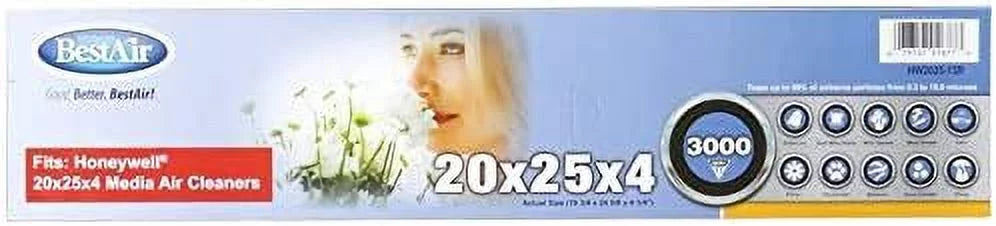 Air x x Models, of AC BestAir & For 3 13, 25" 4", Pack HW2025-13R 100%, Allergens Honeywell MERV Furnace Fits Filter, 20" Contaminants, Removes