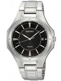 wristband Watch Seiko Steel SGEF61 Dial Men's Stainless Black Textured