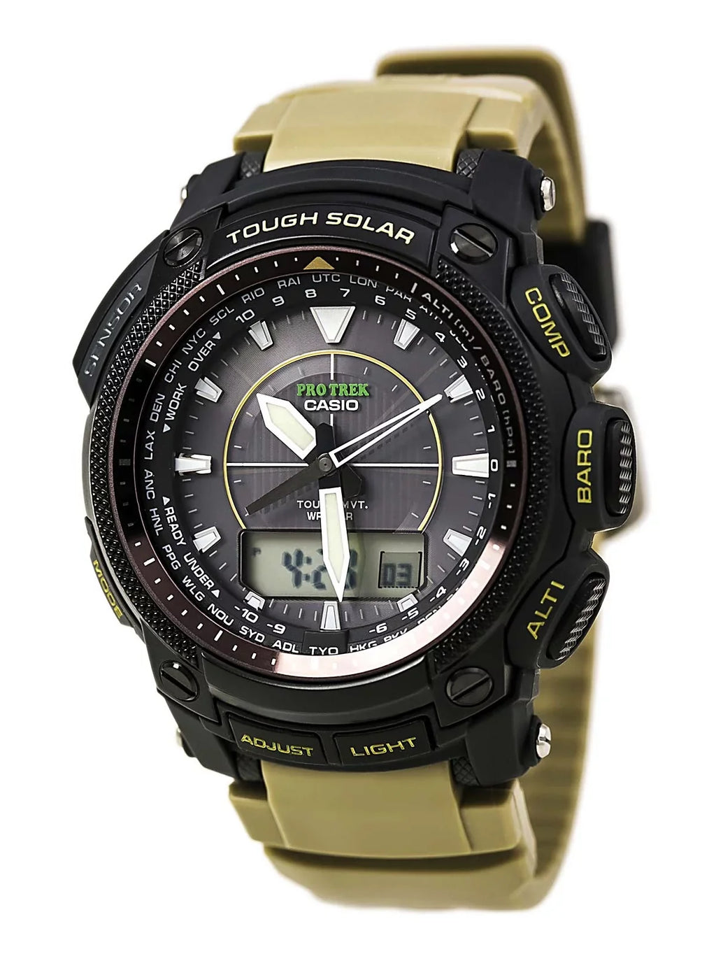 Dial Black Men's ProTrek Beige PRW5050BN-5 Ana-Digi Strap Resin Solar Watch Tough