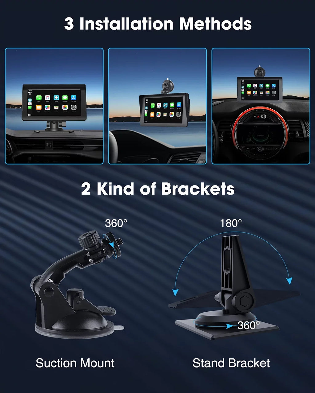 Auto,Bluetooth,FM, Touchscreen Car Camera,HD GPS Video,Car Navigation Reverse Stereo Wireless Portable Car LAMTTO Inch Audio Carplay,1080P with Receivers Siri with 7 Portable Airplay,Android