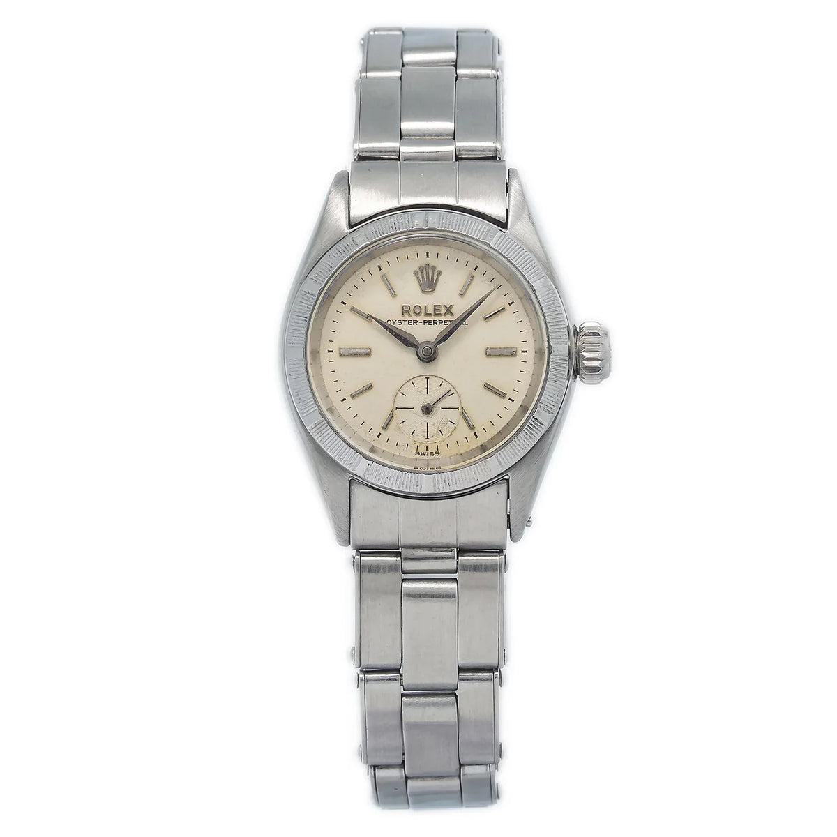 Ladies Perpetual Stainless Oyster vintage RARE Silver Rivet 6505 Dial 24MM