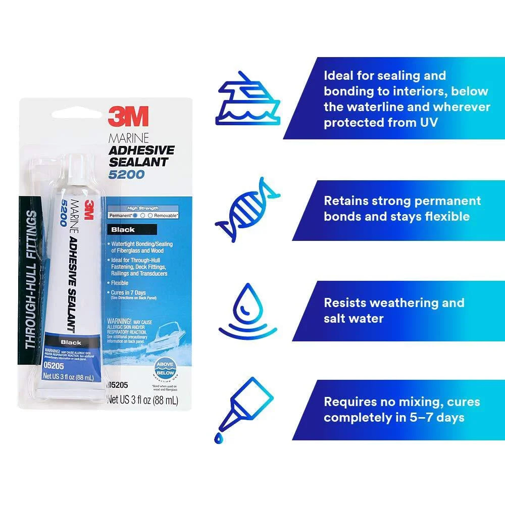 oz marine black, adhesive sealant, 3 5200 3m