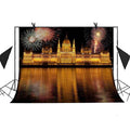 Props Lights Party of Illuminate Castle Backdrop Fireworks The River MOHome City View Water The Night Booth Studio Bloom Background Photo 7x5ft Background
