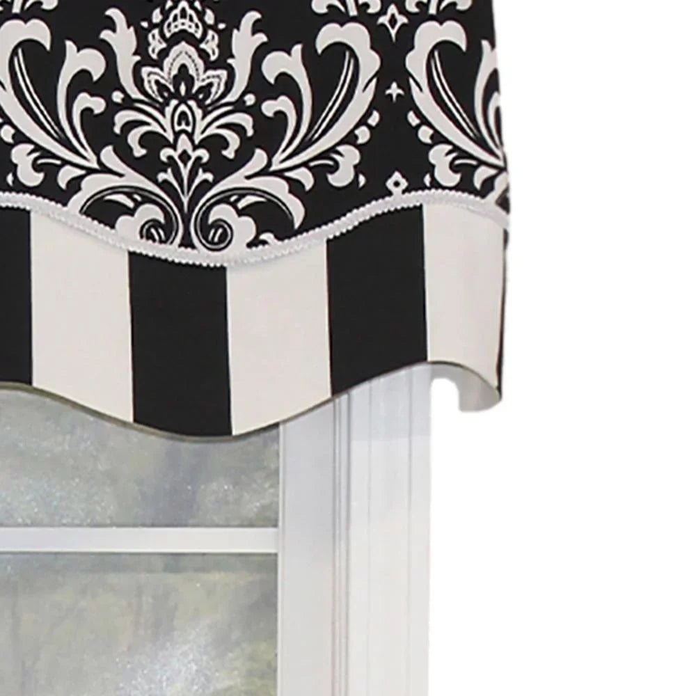 16"L Pocket, Trimmed. Valance X Rod Ozbourne 3" Layered, Black. Home Glory RLF 50"W