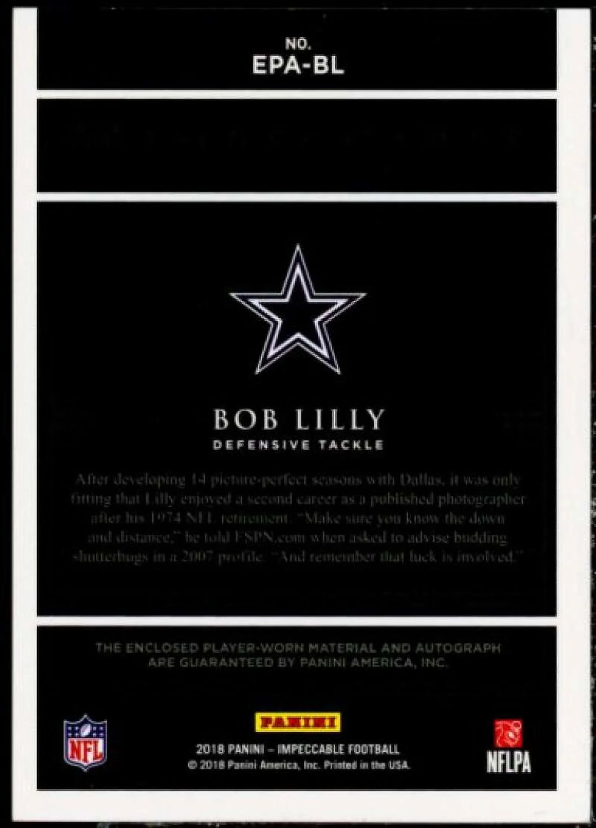 Impeccable Extravagance Bob Patch Panini 2018 #12 Card Autographs Lilly