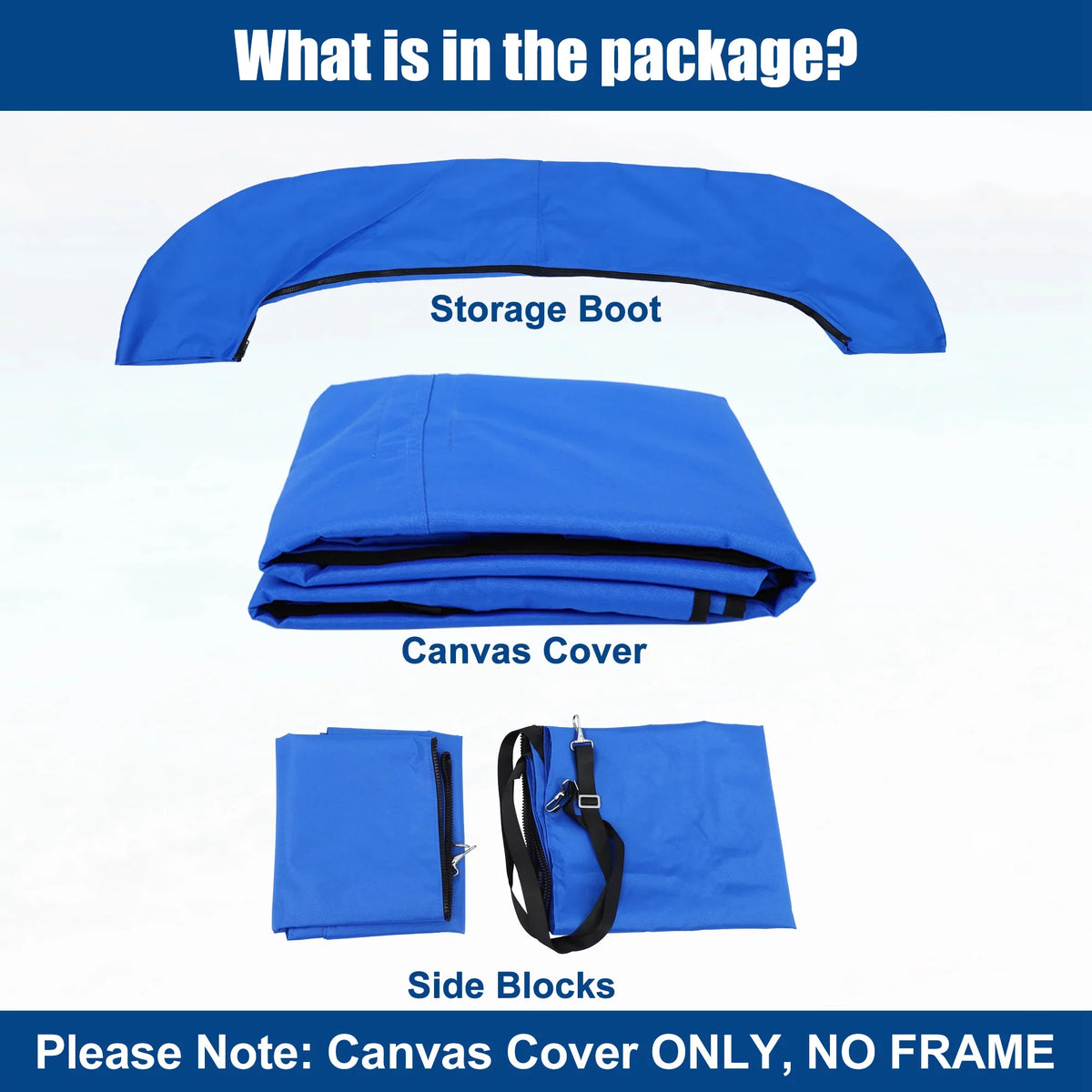 4Bow With Blue Top Bimini Unique Side Detachable Canvas Bargains 8'Lx54"Hx67"-72"W Blocks