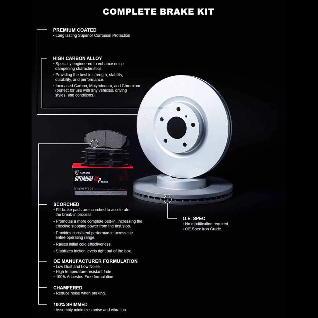 W/ Hdw R1 Concepts R1 HONDA SI/SIR, SI Optimum Coated 59048 Fits Wduh2 2000 Brake Oe Rotors 1999 CIVIC Carbon HONDA & Pads select: CIVIC