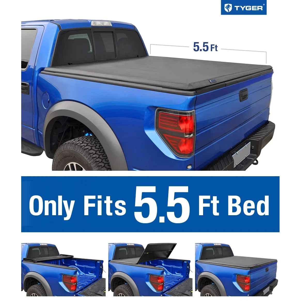 TYGER (NOT (NOT Trifold 5.5 Raptor Utility For 2013 Tonno inch) Tonneau Stepside) Tri-Fold Cargo Cover Cover Truck Track 2012 Pickup (66 2011 Bed 2010 Series) feet F-150 Fit 09-14 TG-BC3F1019 w/o