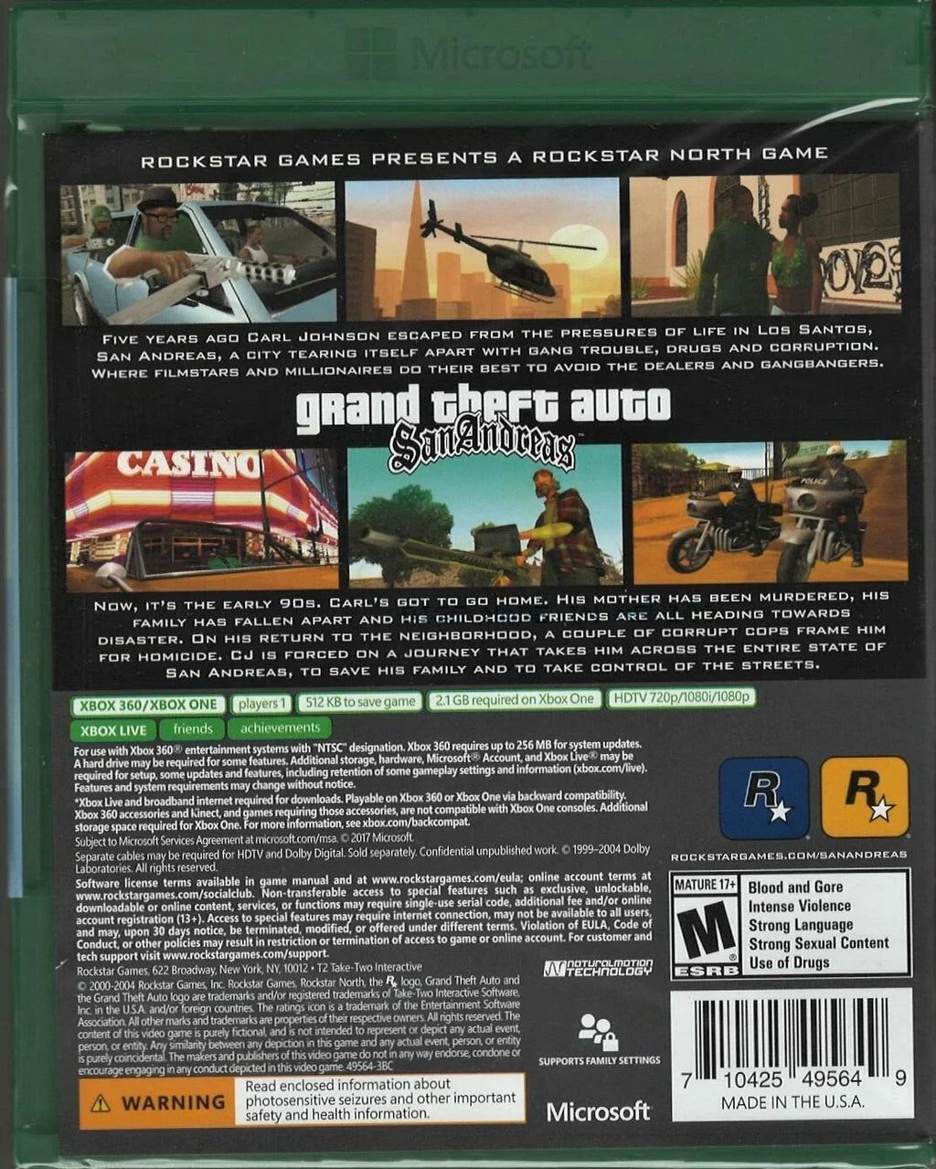 (XB1 Theft Sealed-0710425495649 San New Factory Andreas Packaging) 360 (Brand Auto: Xbox Grand