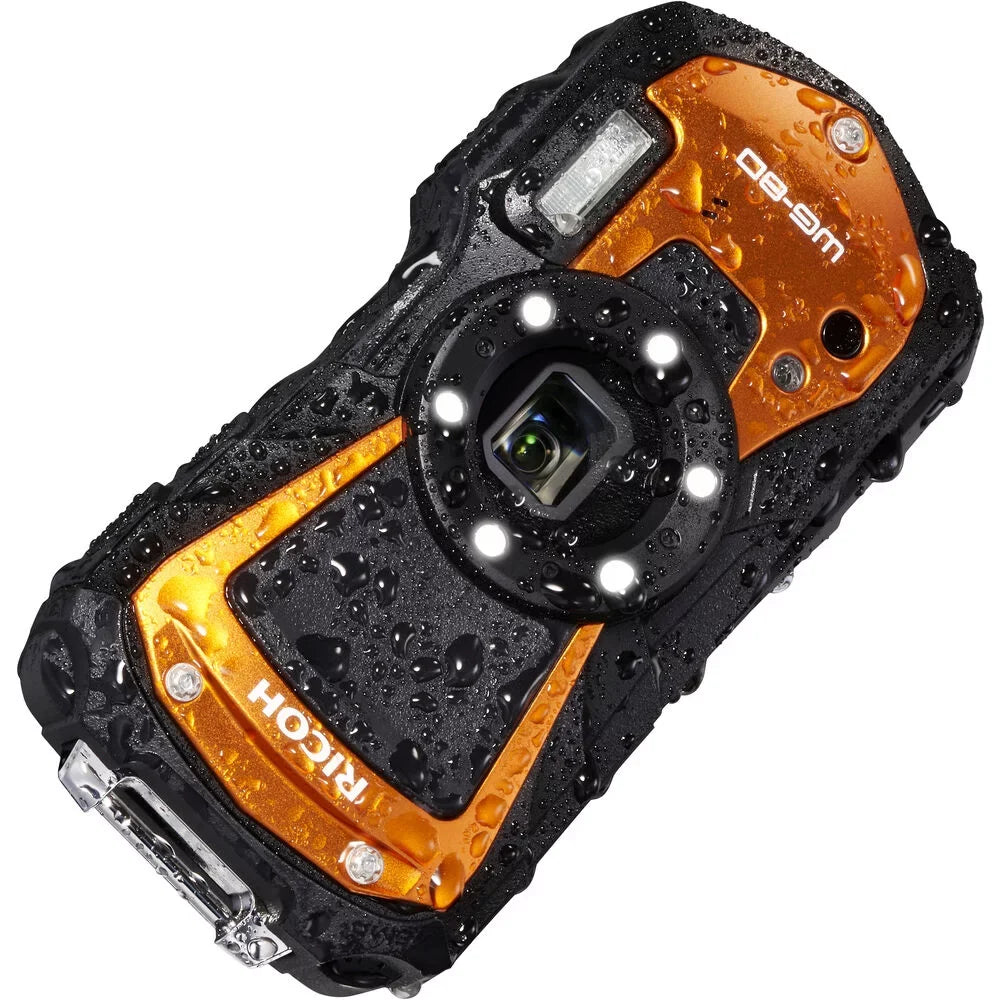 Digital Cleaning Small + + + Reader 64GB Memory Waterproof 6Ave Stick Pro Case Ricoh Card Wallet Card SD (Orange) Camera Selfie WG-80 + Extreme Memory + with Card Kit