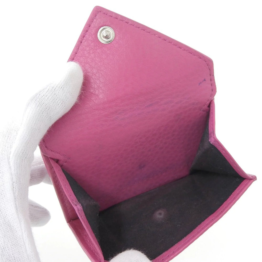 mini leather 391446 paper Pre-Owned tri-fold pink Balenciaga BALENCIAGA wallet hook (Good) with