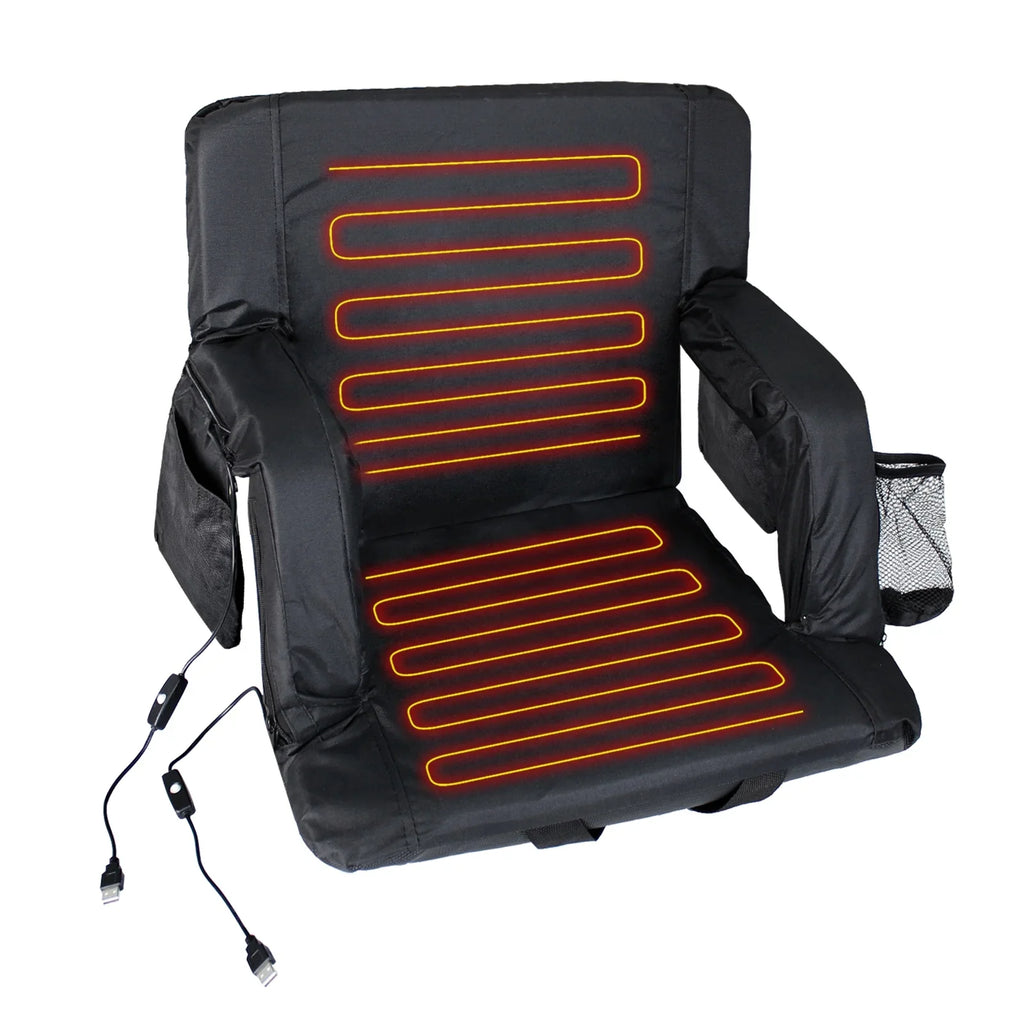 Chair for Support, Bleacher 21" with Stadium Outdoor Gaming Heat Folded for Sports Extra Heated Seats USB Back Camping, Sojoy Bleacher Wide Double with