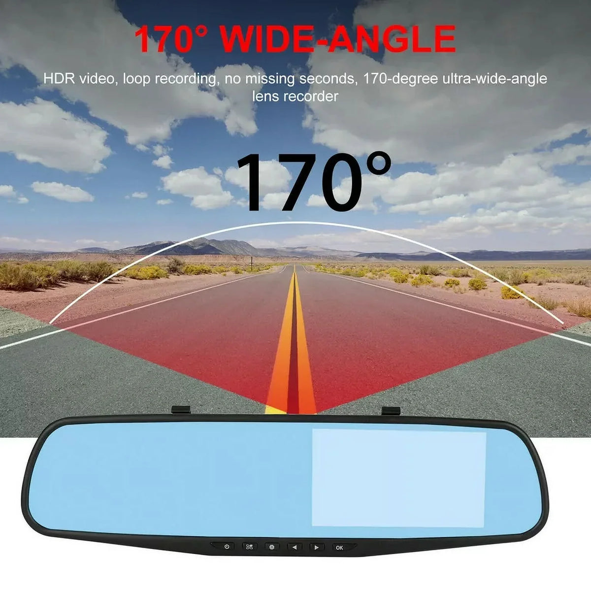 1080P Mirror Car Front Vision,Parking Dual Car 4.3" for DVR Angle Detection,G-sensor Lens Rearview Pack Monitor, Cam Camera Night Cars 1 Dash Cam Rear Monitor,Motion Trucks,170°Wide