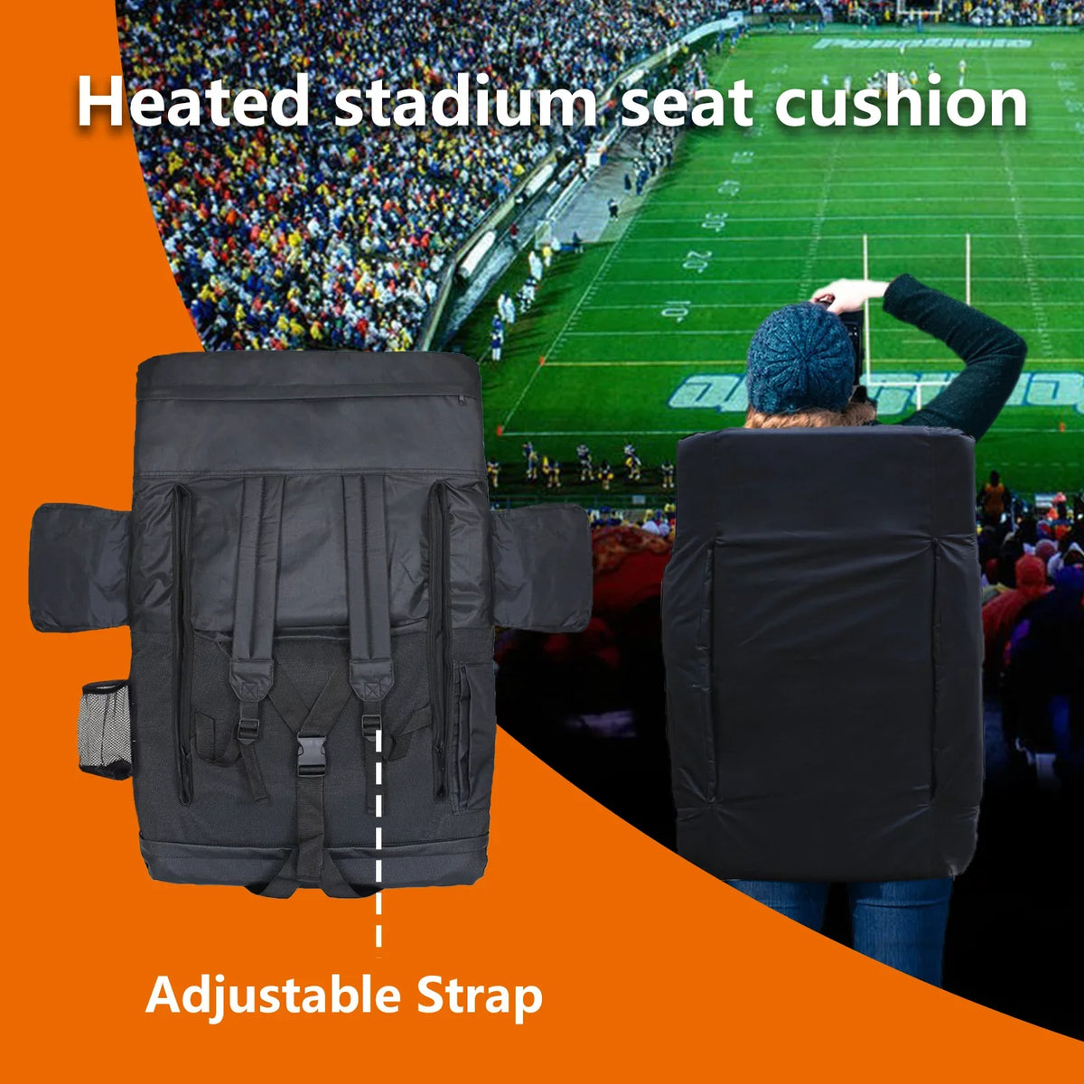 Chair for Support, Bleacher 21" with Stadium Outdoor Gaming Heat Folded for Sports Extra Heated Seats USB Back Camping, Sojoy Bleacher Wide Double with
