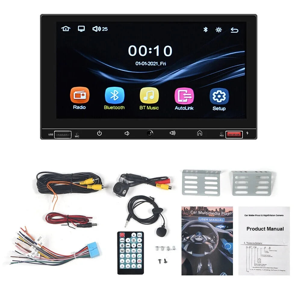 Car Stereo Mirror Link Radio, Carplay Screen, 7" & MP5 FM Camera Play KingFurt HD with Auto Android