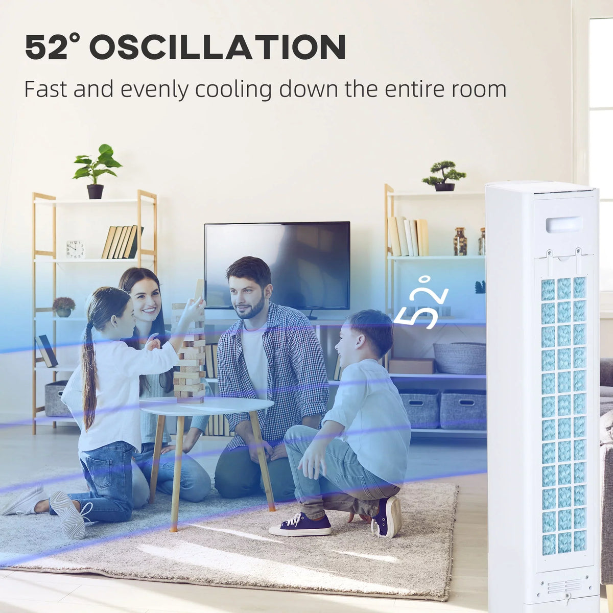 Speeds, 42" Humidifier 3 3-In-1 Air Modes, with HOMCOM Ice Control LED Cooling Fan Tower and Oscillating Timer, 3 Remote Evaporative Cooler Office Display with for Home