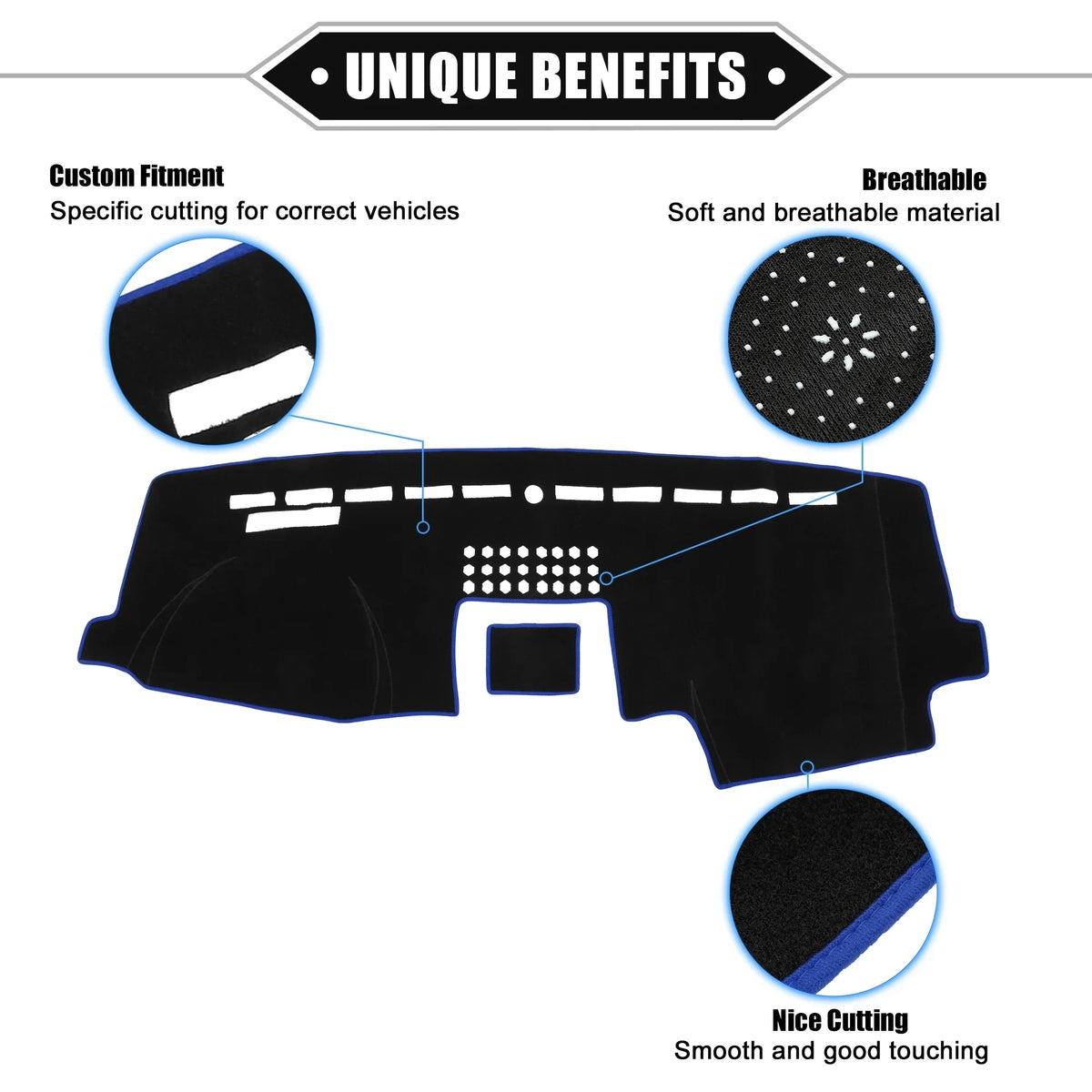 Black Unique F150 Mat 2015-2020 Protective Dashboard Polyester Car for Bargains Console Blue Center Cover