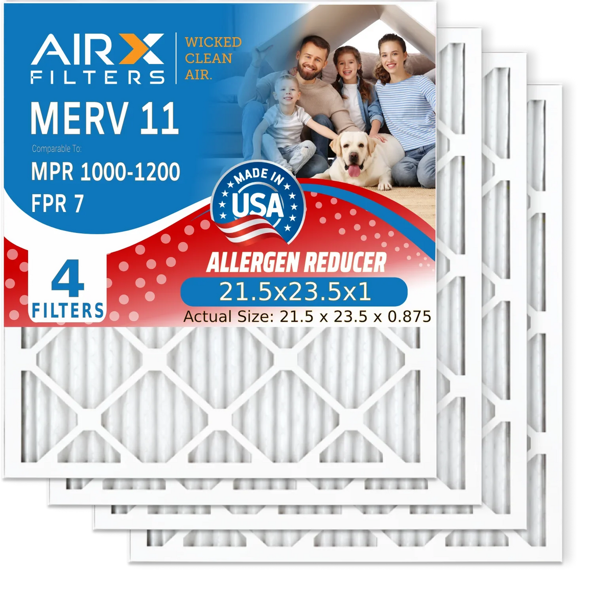7 MPR AIR. Air 1200 Electrostatic 21.5x23.5x1 21.5x23.5x1 HVAC Filter to Filters MERV WICKED Furnace & by Conditioner Made AIRX Air MPR Comparable Filter CLEAN Pack FILTERS 4 11 USA Pleated FPR 1000,