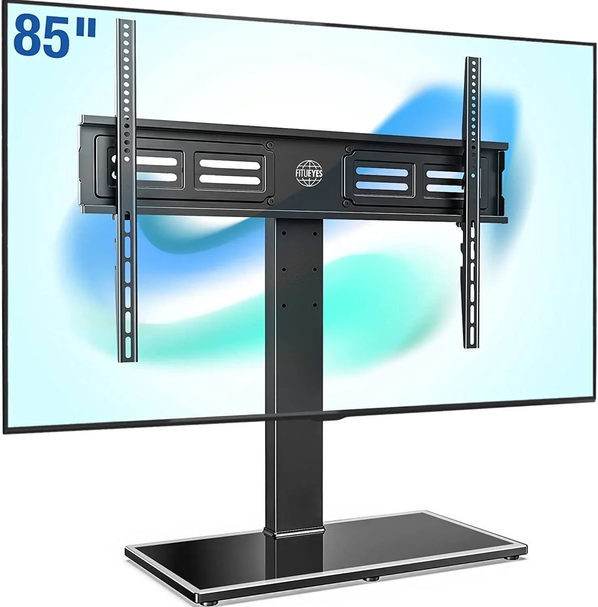 TV 143 TV Mount Screen Height Holds Adjustable Flat Tempered Swivel 85 for Swivel Universal up TV Glass HBBOOMLIFE 50 Stand to Tabletop with Stand/Base to 100 Level lb Degree Base inch 4