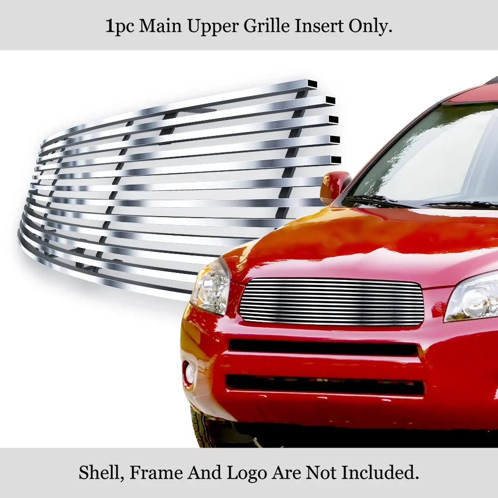 Upper 2006-2008 Silver with Stainless Compatible Steel Grille APS Horizontal N19-C06468T Main RAV4 Billet Premium