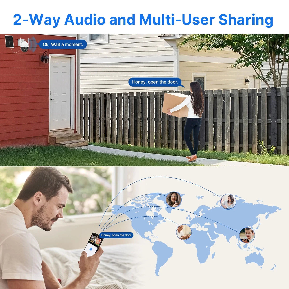 zoom,2-Way View digital Vision,Spotlights,SD Night Security Camera,360 Detection Pan/Tilt,8X Rechargeable Slot,Smart Card Solar AI Hiseeu Wireless 2K/3MP Battery Audio,Color