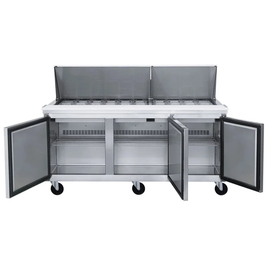 Three cu. Table Door/Mega 72 in. 17.58 Sandwich Top Commercial ft. Refrigerator Prep