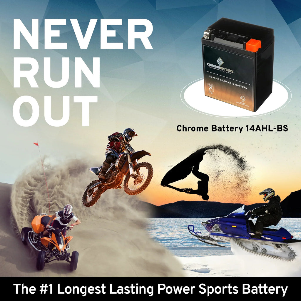 12 Volt,12 Battery Snowmobile 210 Arctic for (14AHL-BS Battery CCA) Chrome Cat 1993 YTX14AHL-BS Cougar Ah,