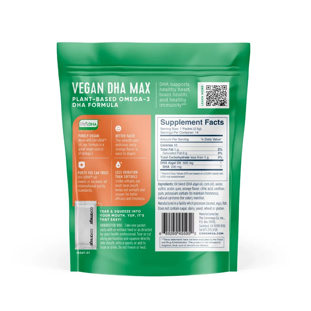 Orange, Oil 60ct Coromega, DHA, Vegan Omega-3, Algal