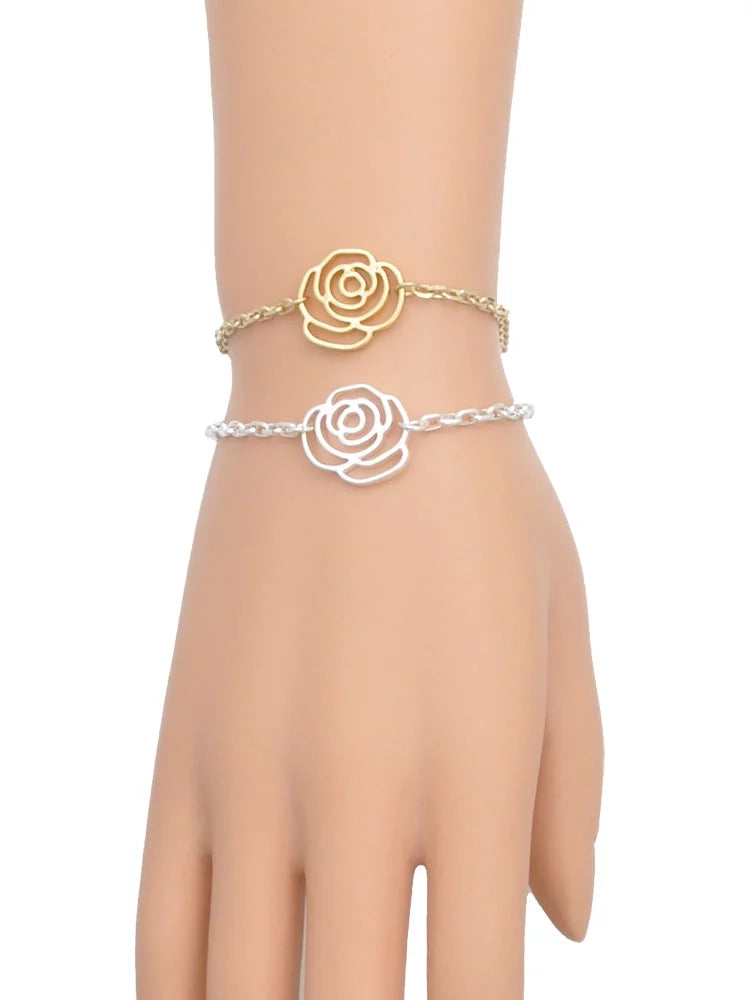 Silvertone Flower Chain Clover Extender 6.75"+2" Jewelry Link Translucent Green Delight wristband, Leaf Key Four Silver-tone Lucky