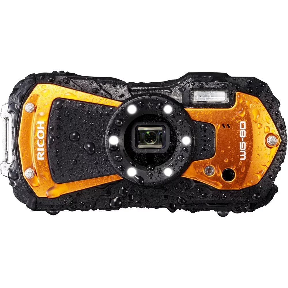 Digital Cleaning Small + + + Reader 64GB Memory Waterproof 6Ave Stick Pro Case Ricoh Card Wallet Card SD (Orange) Camera Selfie WG-80 + Extreme Memory + with Card Kit