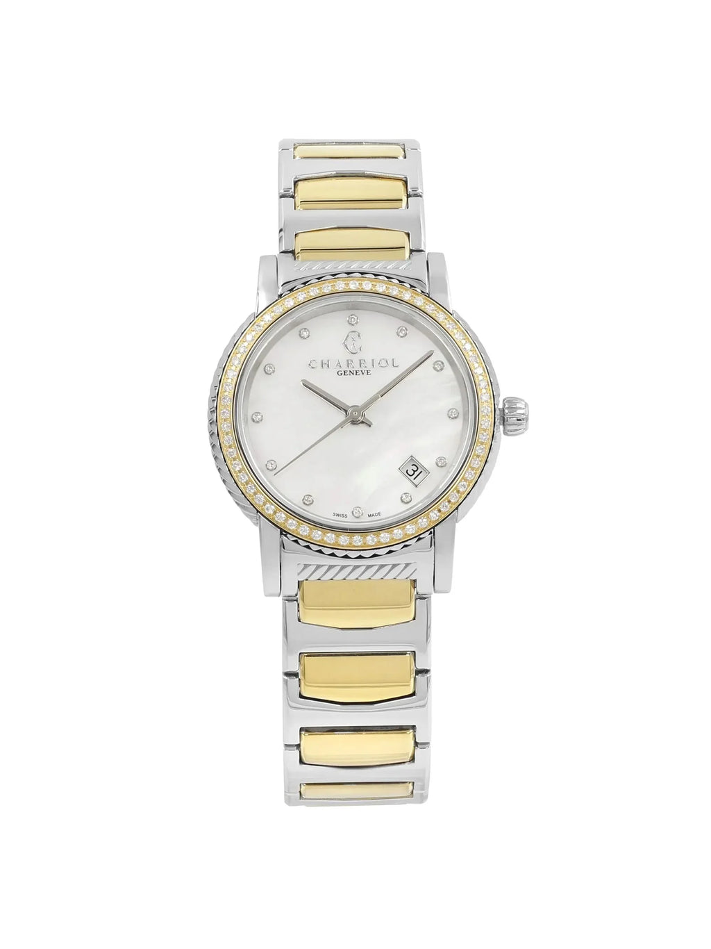 Ladies Parisii 0.40cttw Charriol Watch P33SY2D.921.001 defects with New Quartz
