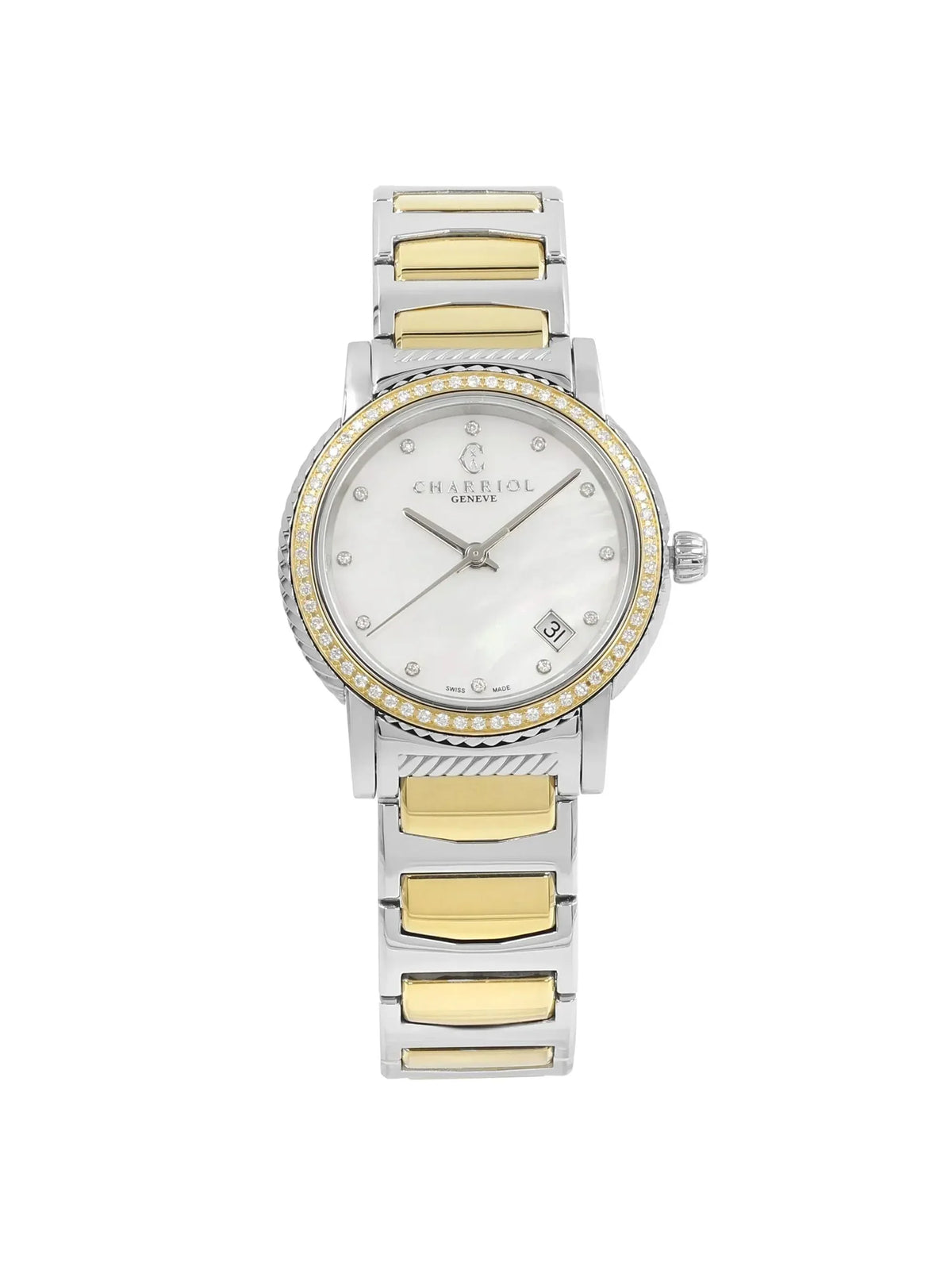 Ladies Parisii 0.40cttw Charriol Watch P33SY2D.921.001 defects with New Quartz