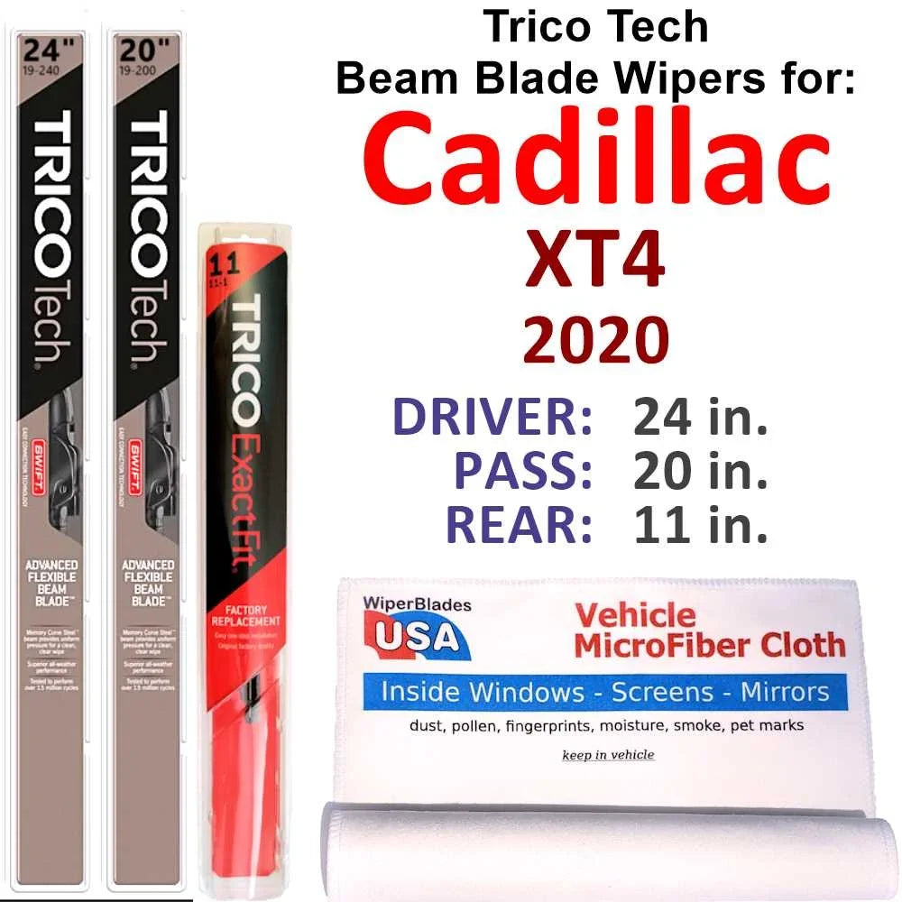 Wipers Wiper (Set Cadillac Beam w/Rear Blade XT4 of 3) 2020