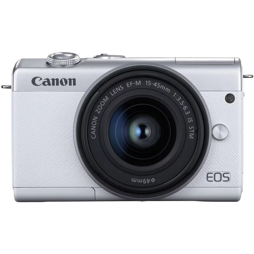 Mirrorless Canon + Card + + Memory Lens + Keeper Memory with Reader + 15-45mm EOS Tripod Flex + (3700C009) Hand Camera M200 Cap + + Kit 64GB Wallet Card Strap (White) Case Cleaning