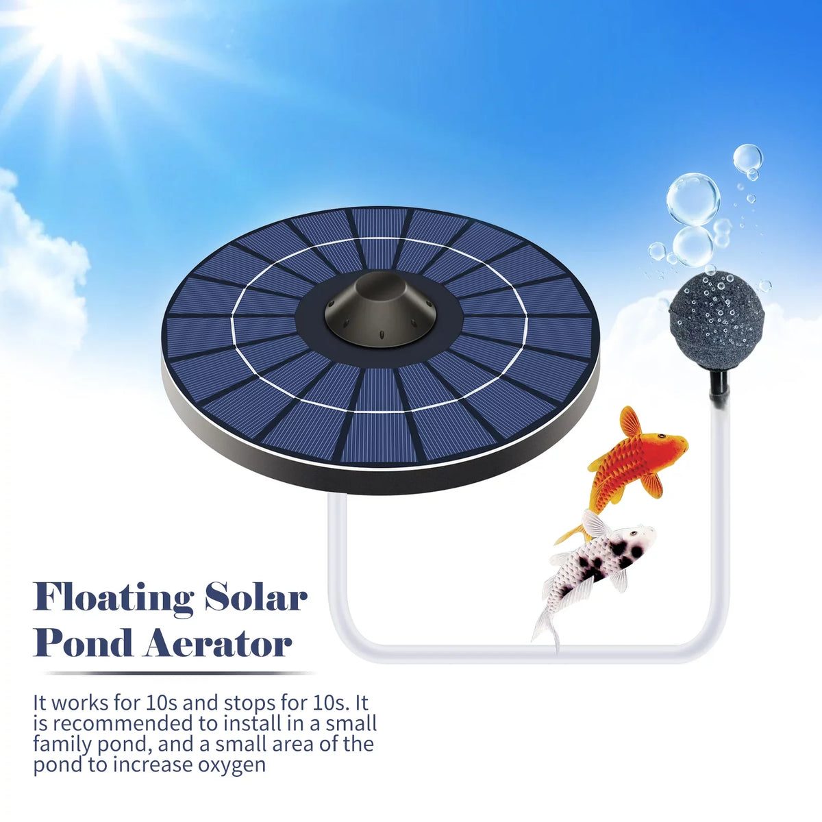 Aerator Aerator Bubble Pond Small Pond and Fountain Air Circulation With Pump Fish Stone Hose Birdbath Pond Solar Oxygenator for