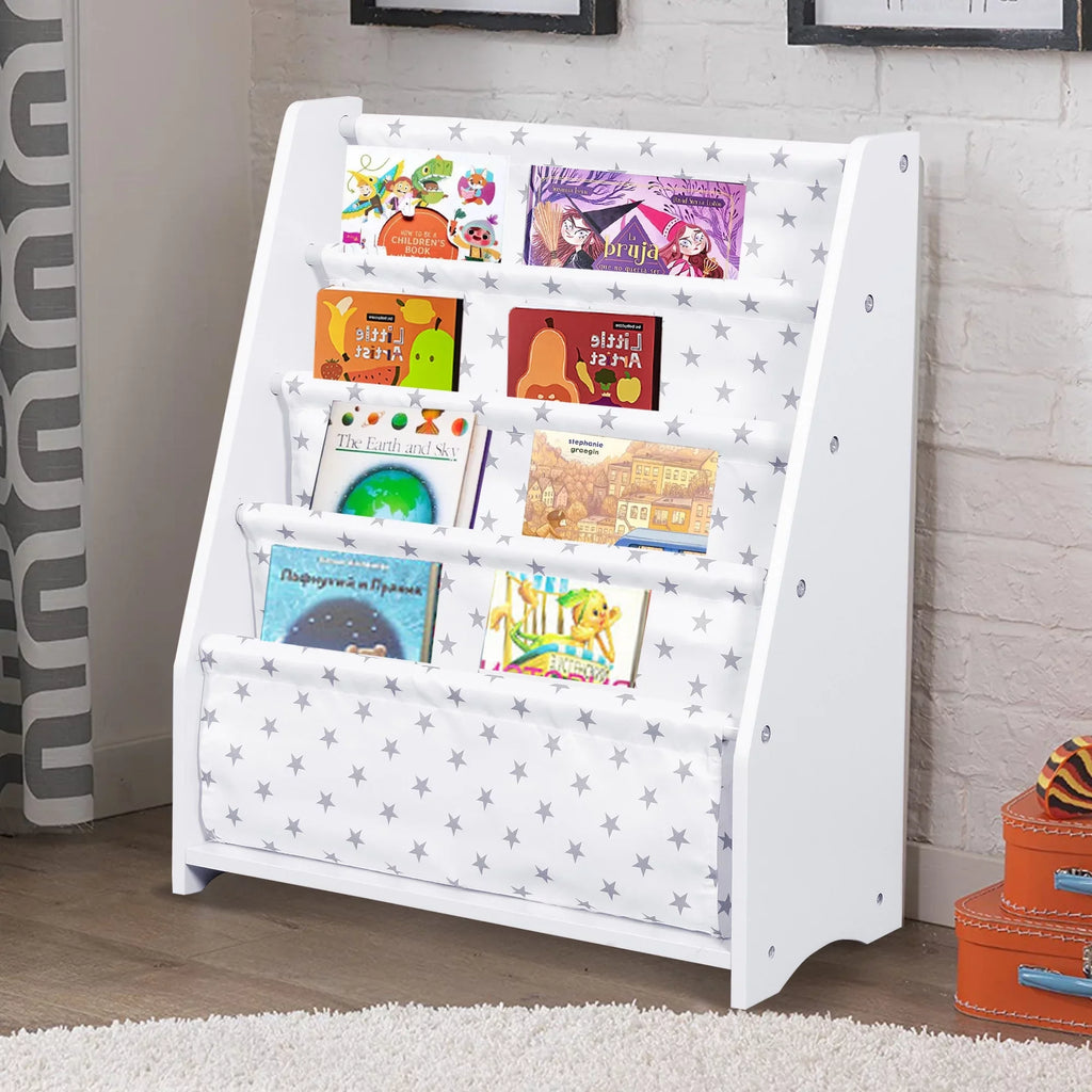 Bookshelf, Classroom iRerts Wood Bookshelf Kids Book White Toddler Bookcase for and Tier 4 Organizer Storage