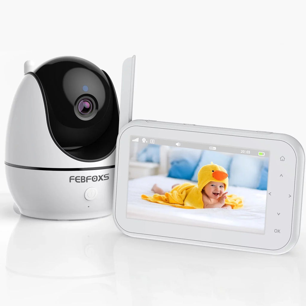 No Auto & Vision,Tem-Sensor, Screen 1080P Audio, with Monitor Night Talk, Pan&Tilt&Zoom, Camera Two-Way 4.3" Baby LCD Febfoxs Wifi