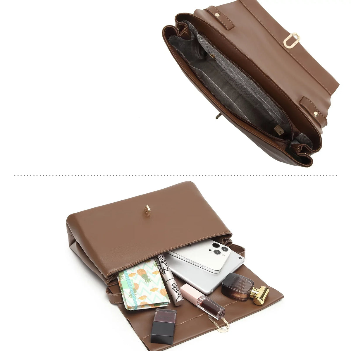 bag Scarf Brown Leather women handbags crossbody hand Flap Women's bags square PU Silk Shoulder Handle Bag bags ladies