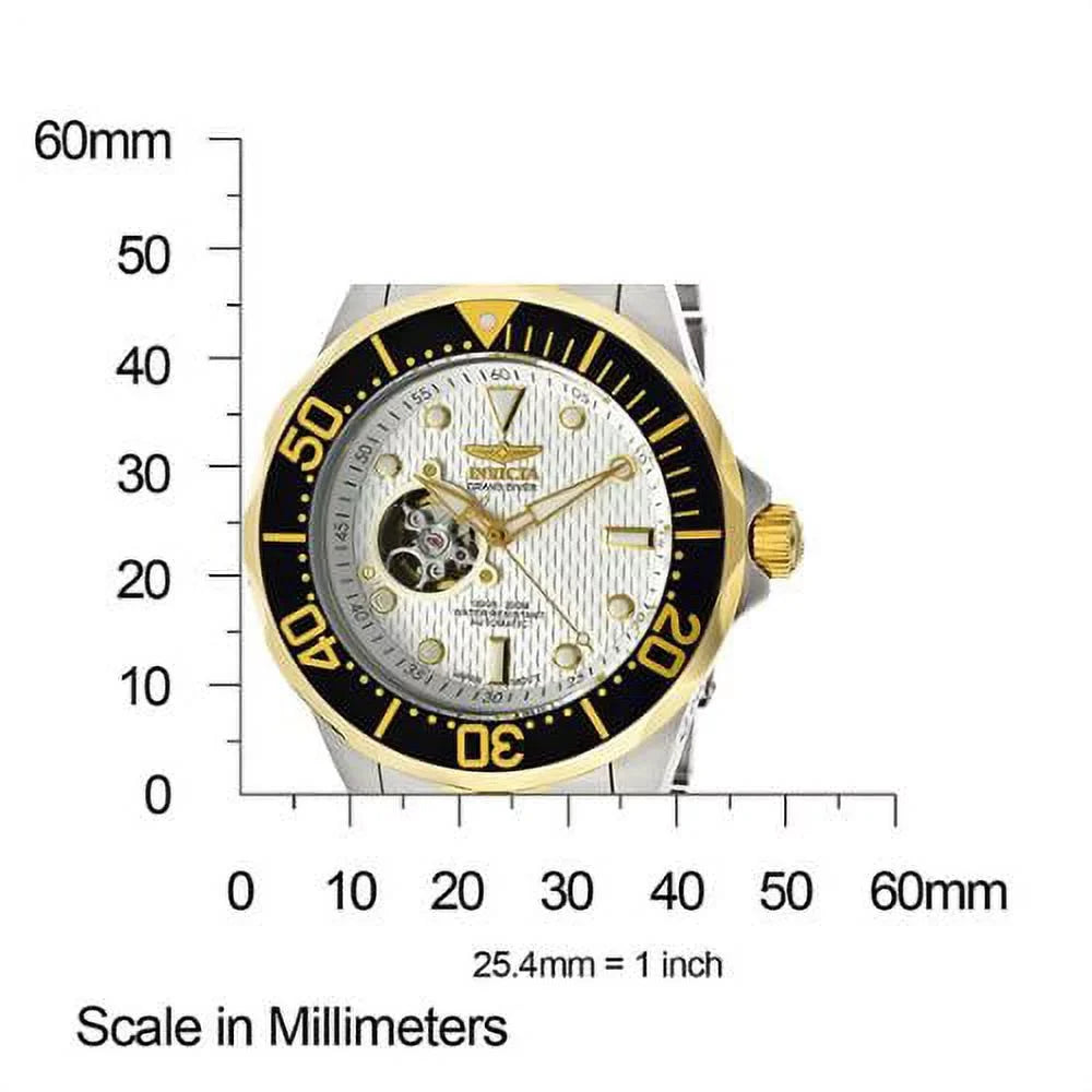 Two Automatic Tone Stainless Watch Textured Invicta Dial 13704 Steel Grand Men's White Diver