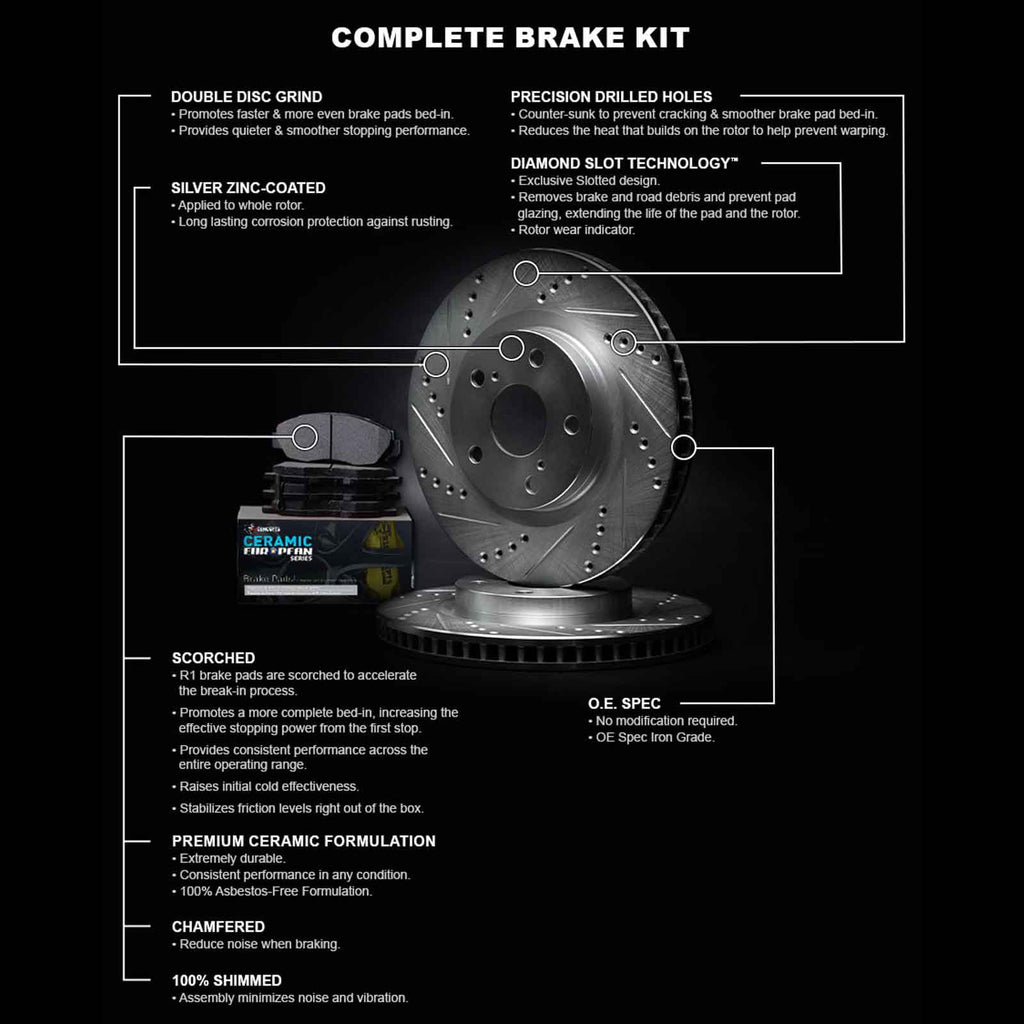 and R1 Concepts Rear Kit Rotors Brakes