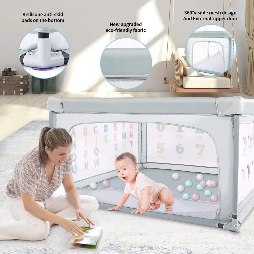 Pull with Two Playpen Nordmiex Baby Yard Rings, 59*70*27 Baby Safety for Play inch