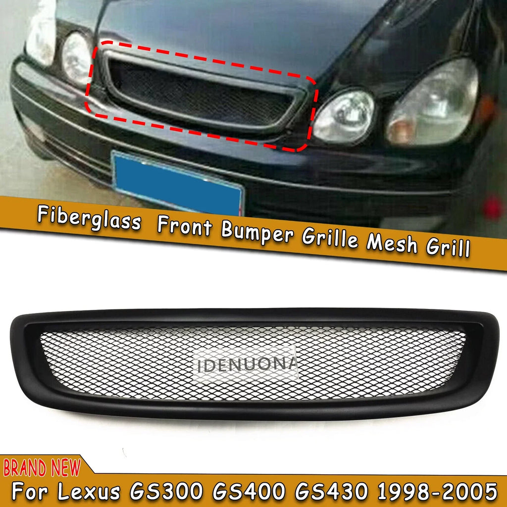 Mesh GS400 Matte Black Lexus 1998-2005 GS430 Fiberglass For GS300 Grill Front Bumper