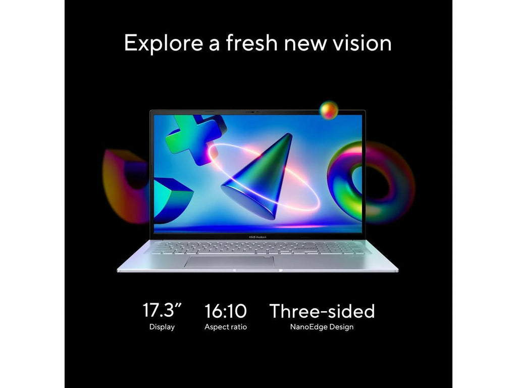ASUS Windows 1TB 16GB 17X Core Home, Transparent 17.3” 11 SSD, 2023 FHD RAM, Vivobook CPU, Laptop, K3704VA-DH96-S Display, Silver, i9-13900H