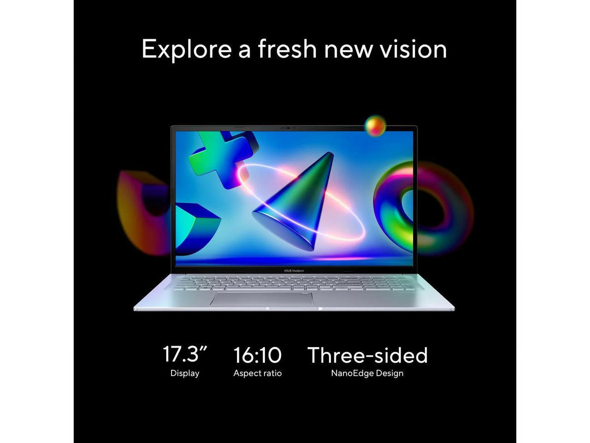 ASUS Windows 1TB 16GB 17X Core Home, Transparent 17.3” 11 SSD, 2023 FHD RAM, Vivobook CPU, Laptop, K3704VA-DH96-S Display, Silver, i9-13900H