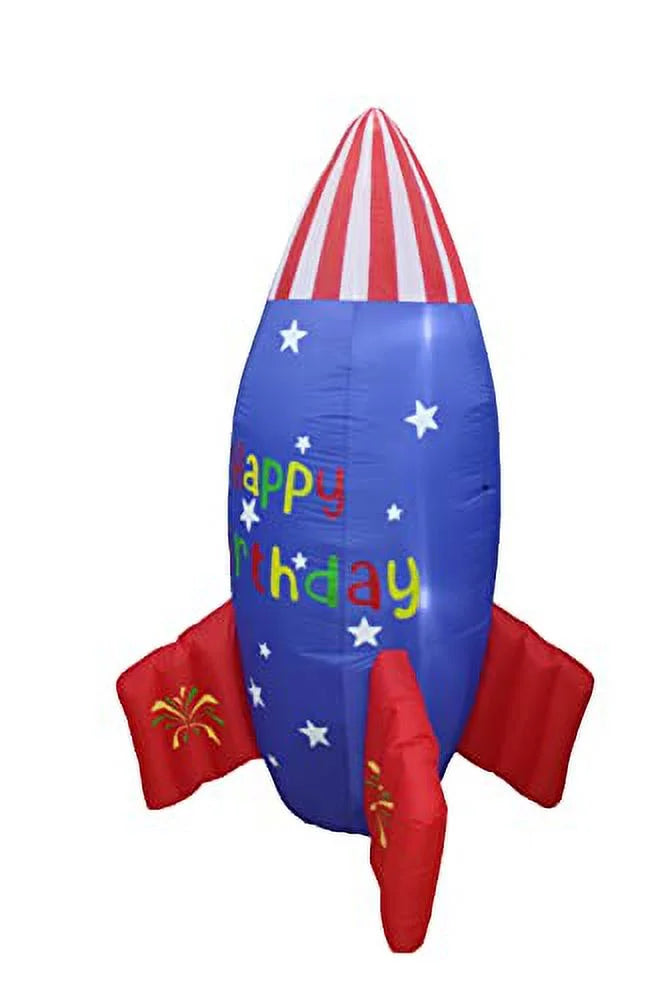 Lighted Birthday Blowup Party Happy Indoor 6 LED Decoration Inflatables Rocketship Family Pre-Lit standard for USA Home Garden Lights Design Yard Prop Tall Stars Foot Outdoor Inflatable Blossom