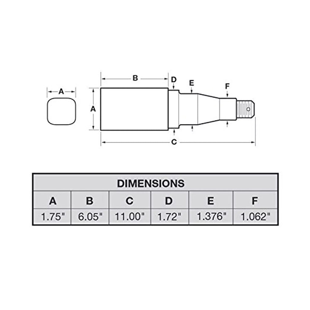 Trailer Spindle To 1-1/16 For Axle I.D. Bearings 1-3/8