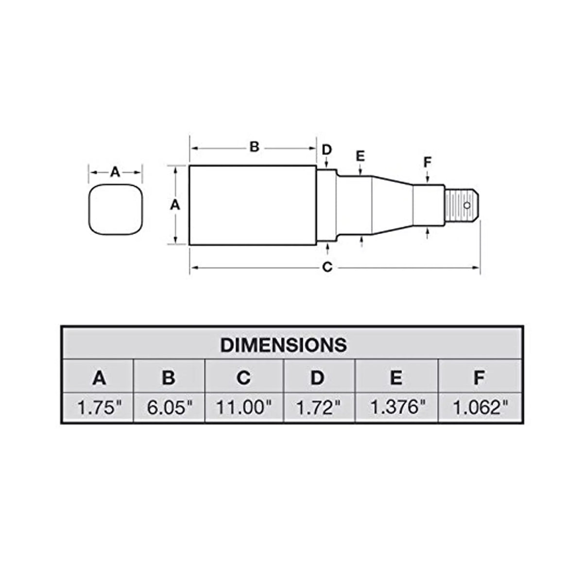 Trailer Spindle To 1-1/16 For Axle I.D. Bearings 1-3/8